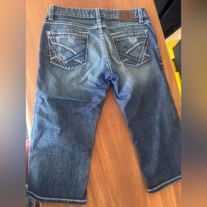 BKE Blue Ankle Cropped Jeans with Distressed Details